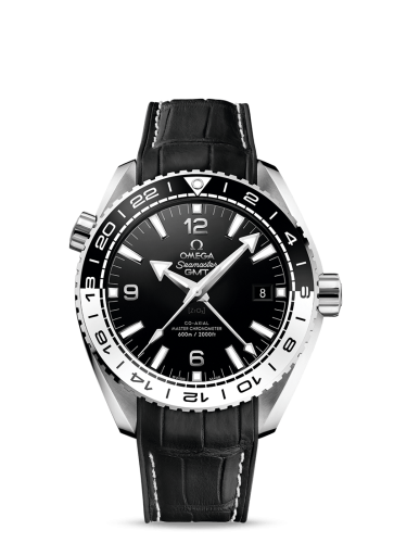 Omega Seamaster Planet Ocean 600M Co-Axial 43.5 Master Chronometer GMT Stainless Steel / Black White / Alligator